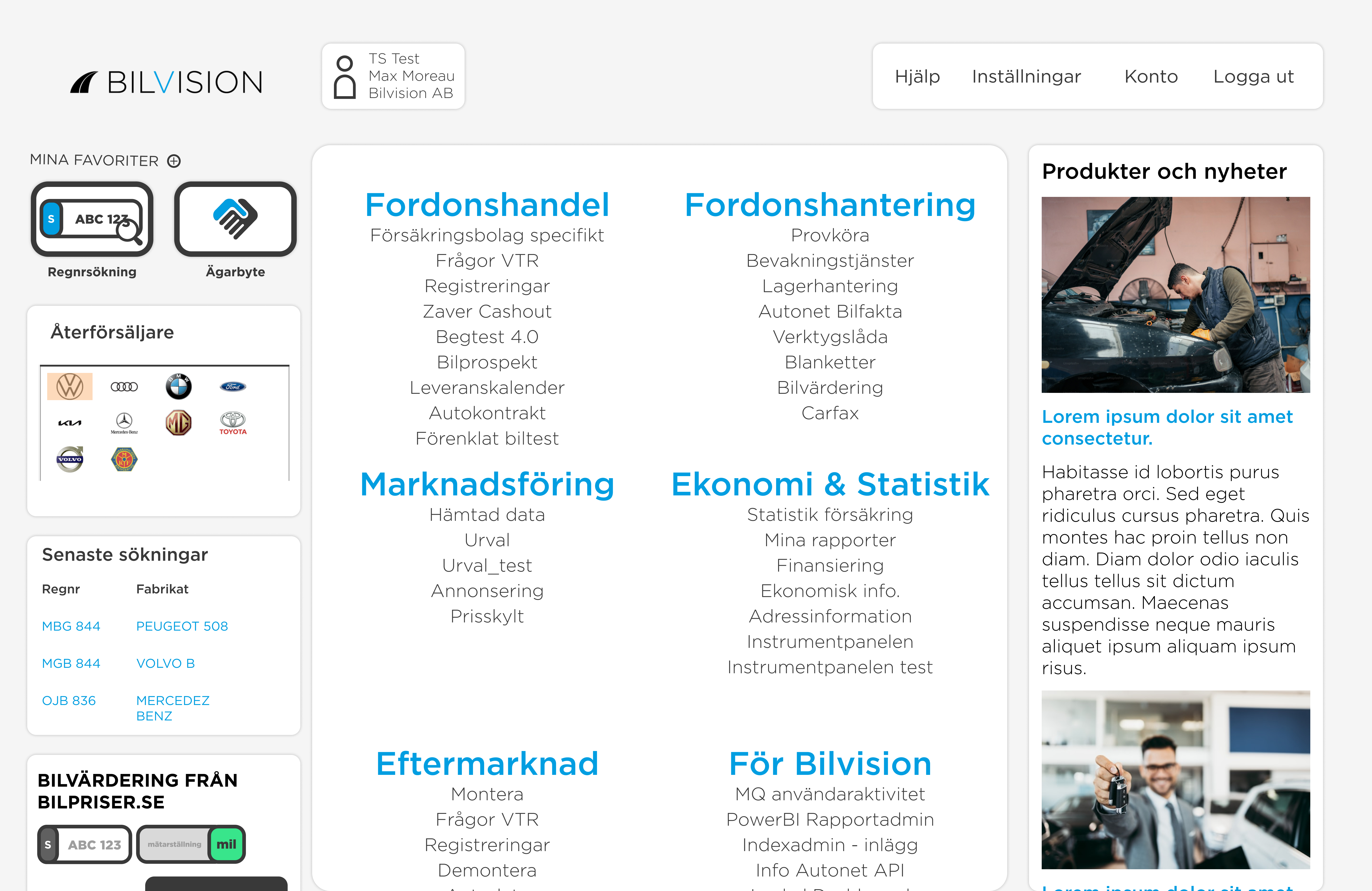 Bilvision portal redesign - search