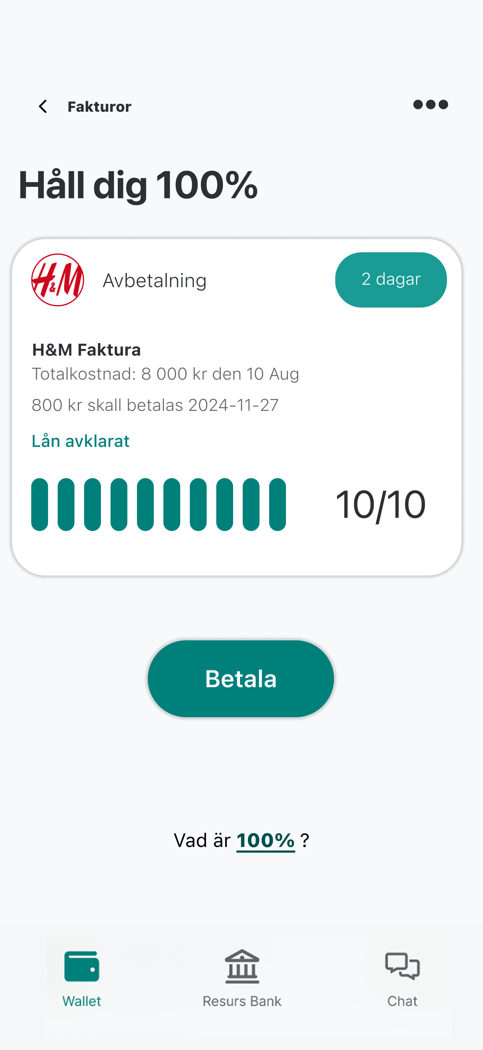 Resurs app payment view