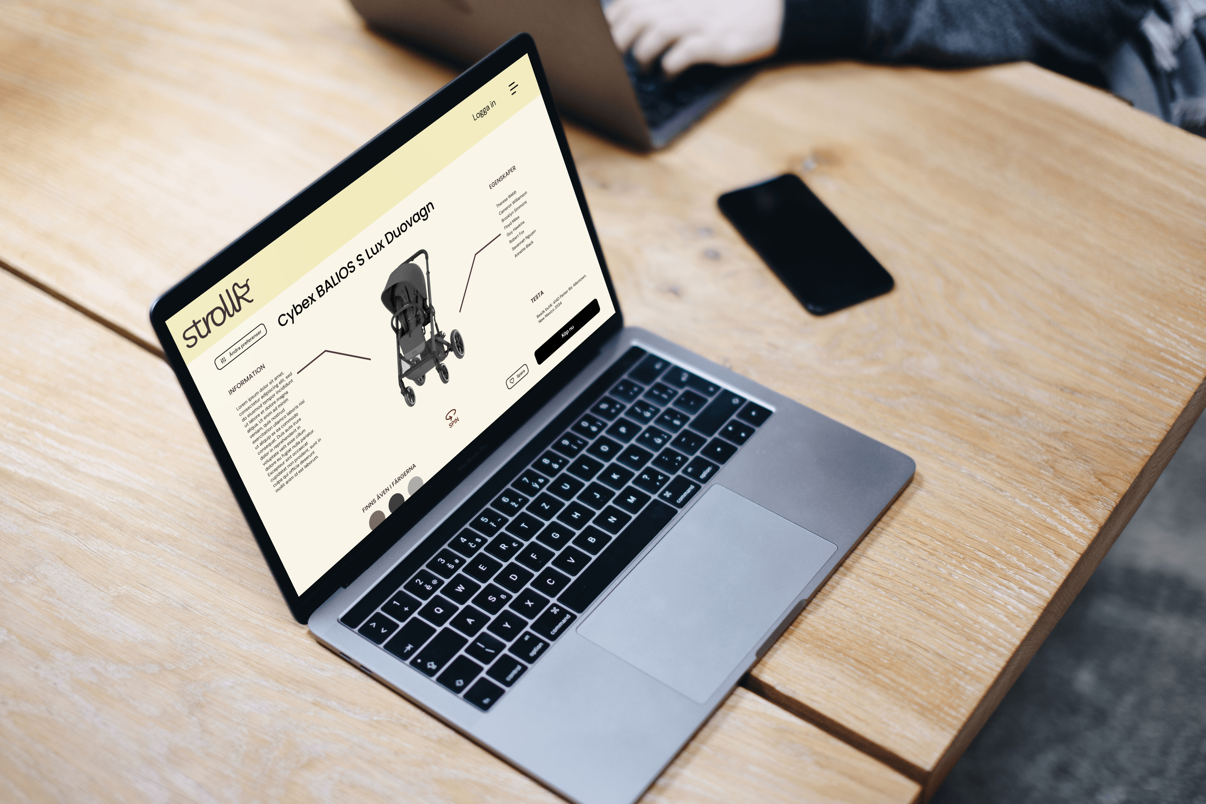 StrollR product page on MacBook